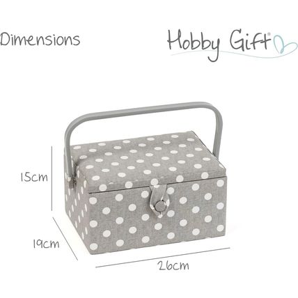 HobbyGift Medium Sewing Box - Grey Spot - Crafts Sewing