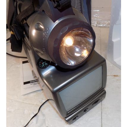 Claybrooke 8-in-1 Companion Black And White TV Radio Flashlight Lamp 20734