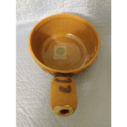 STONEWARE TERRACOTTA COVERED SOUP or CHILI BOWL SIGNED HALINA