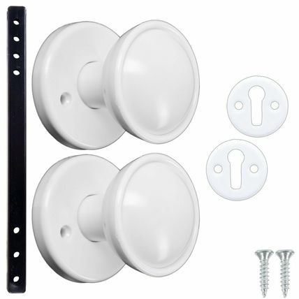 EASY FIT WHITE MORTICE DOOR KNOB SET Round Handle Kit Wardrobe Cupboard Internal