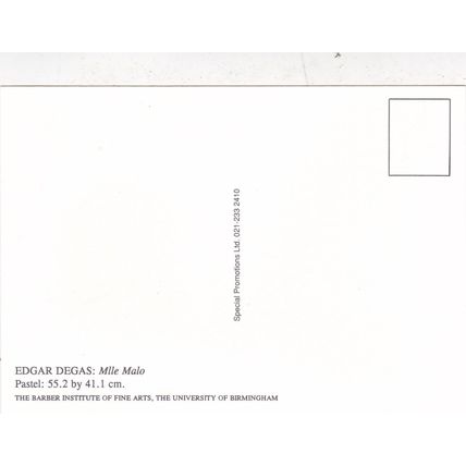 Edgar Degas Mile Malo Postcard unused VGC