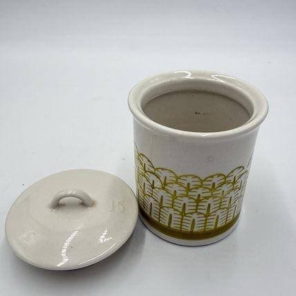 Anthropologie Nature Table Canister Lidded Jar Ceramic Yellow 4.5”