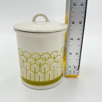 Anthropologie Nature Table Canister Lidded Jar Ceramic Yellow 4.5”