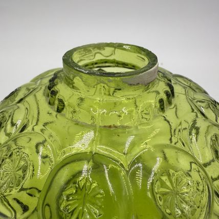 MCM LE Smith Moon & Stars Art Glass Olive Green Oil Lamp (Loose)12”