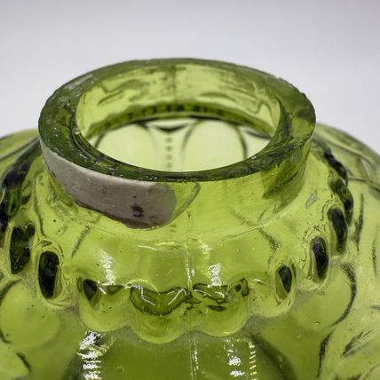MCM LE Smith Moon & Stars Art Glass Olive Green Oil Lamp (Loose)12”