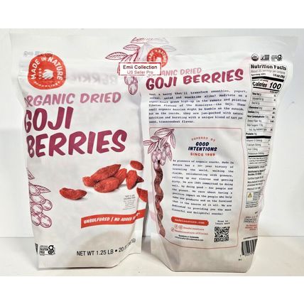 Made in Nature Organic Sun-Dried Unsulfured GOJI Berries 20oz 567g (2 Bags)