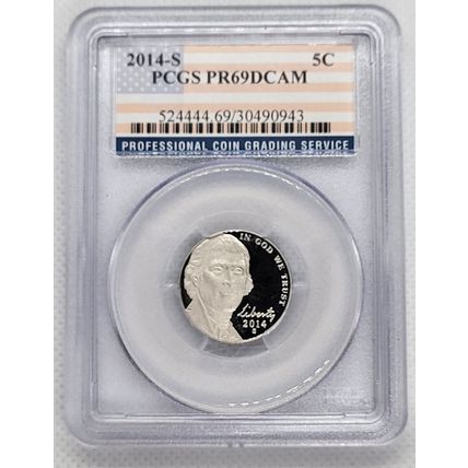 2014-S Proof Jefferson Nickel (5C) PCGS PR69DCAM-American Flag Label