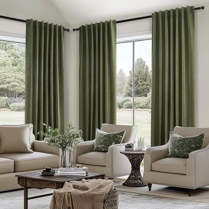 Dark Olive Green Blackout Curtains 96 Inch Long 2 Panels Set with Hook,Back Tab