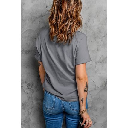 Gray Sequin Leopard Heart Graphic T-shirt