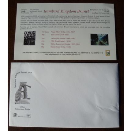 GB 2006 Isambard Kingdom Brunel Stuart BPCPA Clifton Suspension Bridge cover 2