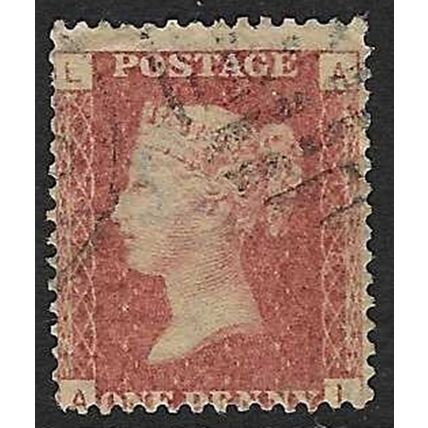 GB 1858 QUEEN VICTORIA 1d RED PLATE 148 OF USED SG43/44 " AL "