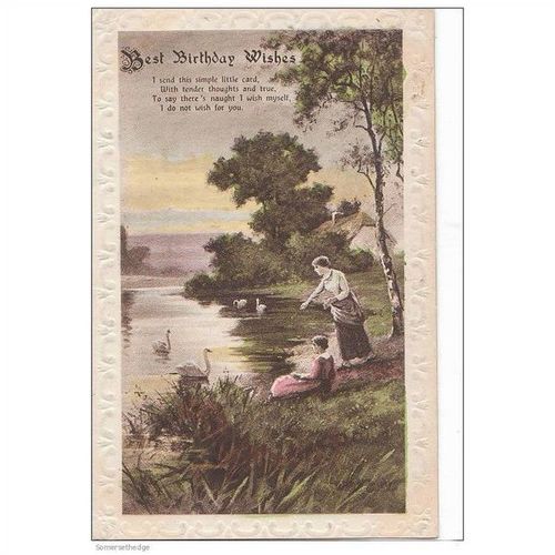 Artist Drawn River Scene Best Birthday Wishes Postcard (GR1027)