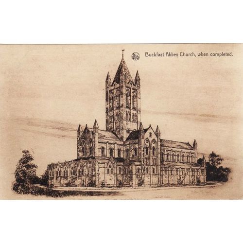 Sepia Postcard Buckfast Abbey Church Completed Buckfastleigh Devon - Ern Thill