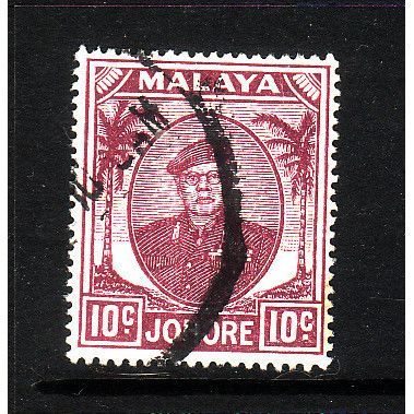 MALAYSIA / JOHORE 1949 SG139 10 c MAGENTA FINE USED