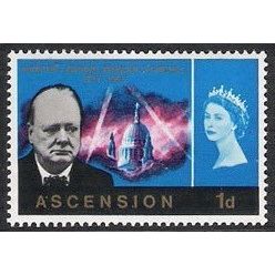 Ascension 1966 1d Blue Winston Churchill Unmounted Mint NHM SG 91 Sc 96 stamp