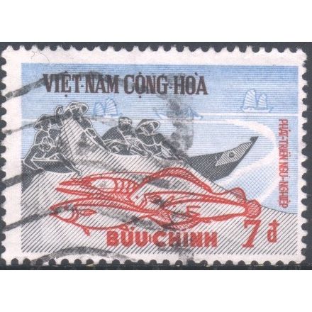 Vietnam 1972 - SG S398 - 7p multi - Fishermen Hauling Net - used