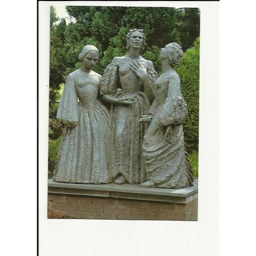 Yorkshire HAWORTH Bronte Sisters Statue Postcard by Bronte Museum