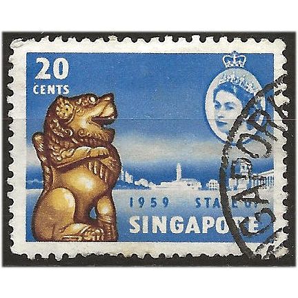 Singapore 1959 SG55 20c Yellow, Sepia & Red-Brown Fine Used . ..