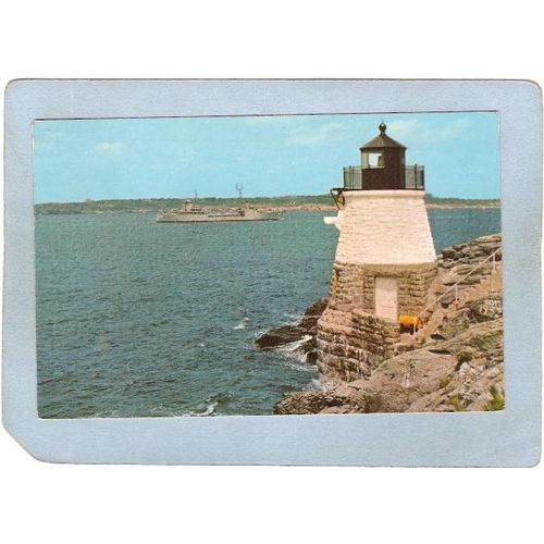 Rhode Island Newport Lighthouse Postcard Castle Hill Light Entrance To Nar~914