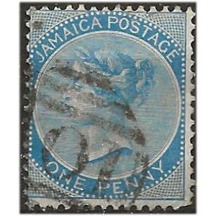 Jamaica 1873 SG8 1d Blue Wmk Crown CC Fine Used . ..