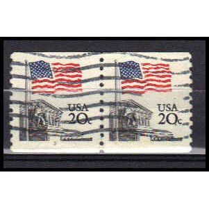 Used 1895 20c U.S. Flag Very Fine CNP Left 3 PA0257
