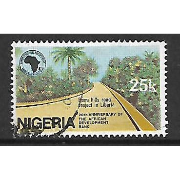 NIGERIA 1984 AFRICAN DEV BANK 25K BOMI HILLS ROAD SG 481 FINE USED#