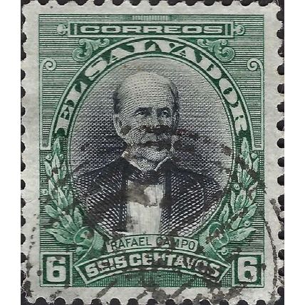 EL SALVADOR, Rafael Campo , yellow green 1912, 6c