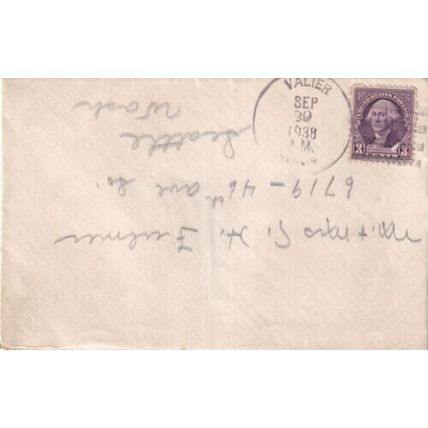 United States 1938 Valier MONT-Seattle WASH Cover Valier cancel written VGC
