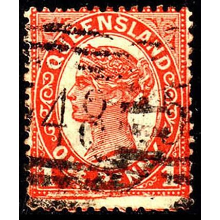 Australia QLD 1896 Queen Victoria 1d Used Stamp One Penny