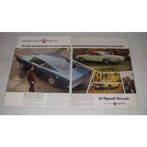 1967 Plymouth Barracuda Ad - Sports Hardtop Convertible