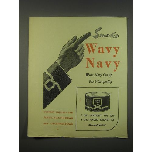 1949 Godfrey Phillips Wavy Navy Cut Tobacco Ad - Smoke Wavy Navy