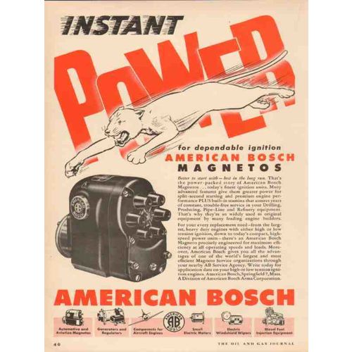 AMERICAN BOSCH ARMA CORP 1955 power ignition units magnetos vintage ad
