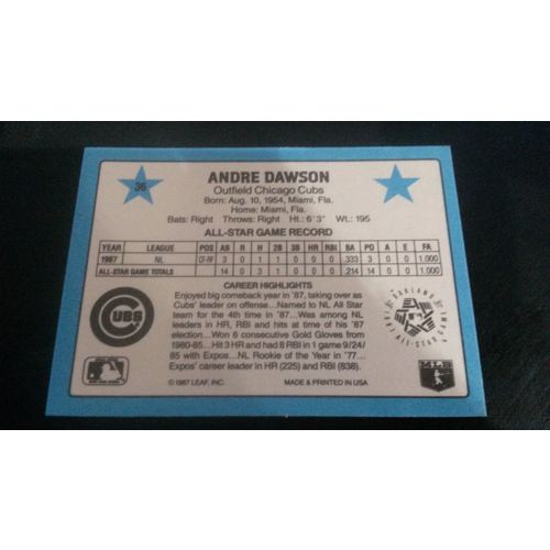 1988 Donruss All-Stars Card # 36 Andre Dawson Excellent (5) Chicago Cubs