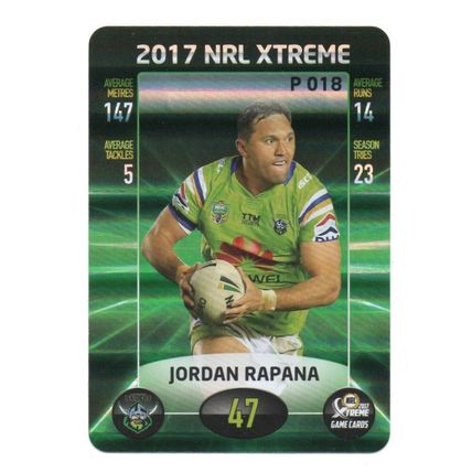 NRL 2017 Xtreme / Foil Parallel- P018 Jordan Rapana / Canberra Raiders