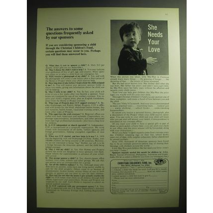 1974 Christian Children's Fund Ad - The answers to some questions