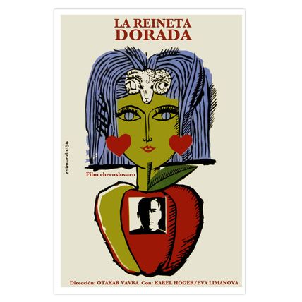 Movie Poster decor for Czech film"La REINETA Dorada"Golden Queen.Aries.Red Apple