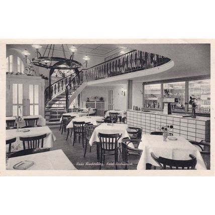 Haus Hindenburg German Hotel Restaurant Dining Room Postcard