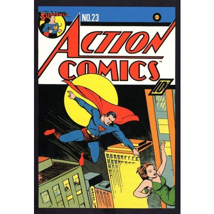 Superman Saving Life Skyscraper WW2 Comic Book Cover Postcard