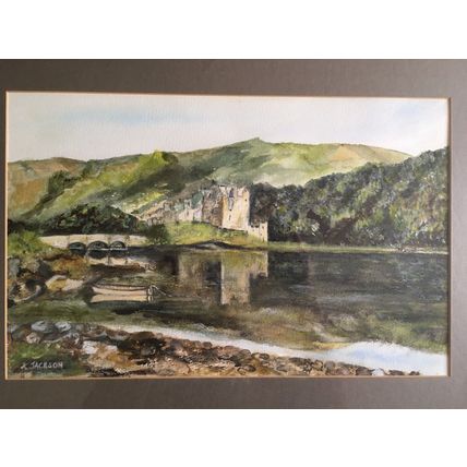 Original Watercolour Painting by A. Jackson Castle Landscape Mounted & Framed