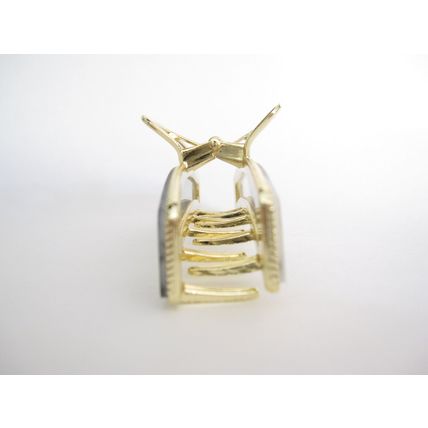 Long gold metal and black gray white marbled acrylic hair claw clip