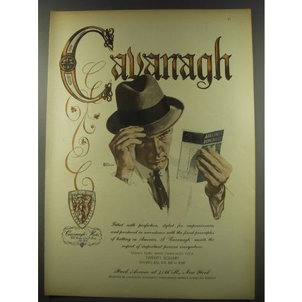 1956 Cavanagh Hats Advertisement