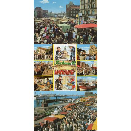 Hamburg Fish Market Germany 3x Postcard