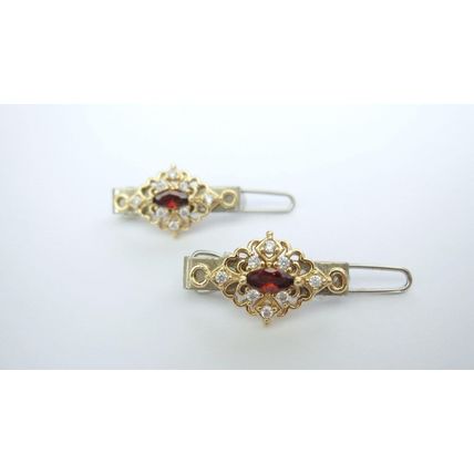 "Enhance Your Hair with Elegance: Two Exquisite Gold Tone Red Crystal Hair Pin