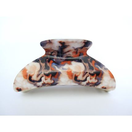 Orange purple mauve white marbled hair claw clip