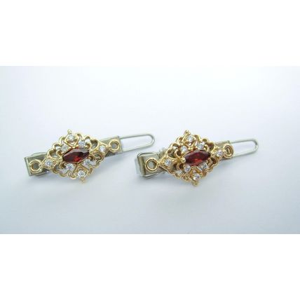 "Enhance Your Hair with Elegance: Two Exquisite Gold Tone Red Crystal Hair Pin