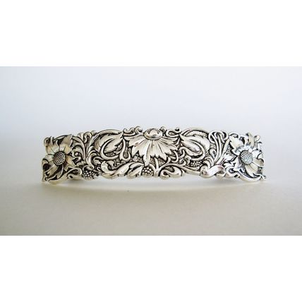 Silver flowers leaves vine metal flower filigree hair clip barrette