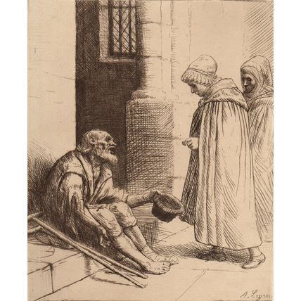 CHARITY 1914 Alphonse Legros ANTIQUE ETCHING