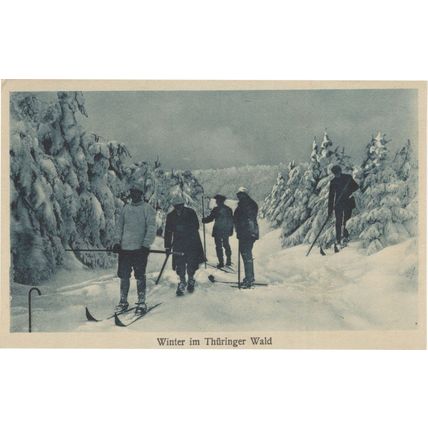 Winter Im Thuringer Wald Switzerland Old Skiing Postcard
