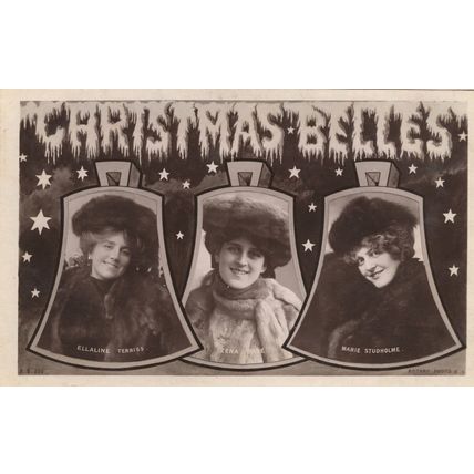 Christmas Belles Marie Studholme Zena Dare Actress Real Photo Postcard