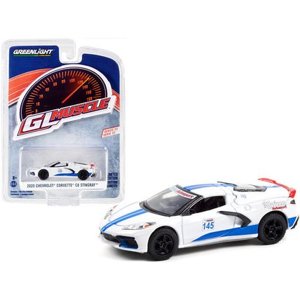 2020 Chevrolet Corvette C8 Stingray #145 White with Blue Stripes "Greenlight ...